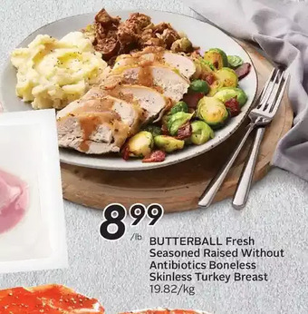 Sobeys Butterball fresh seasoned raised without antibiotics boneless skinless turkey breast offer