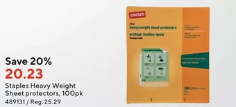 Staples Staples heavy weight sheet protectors offer
