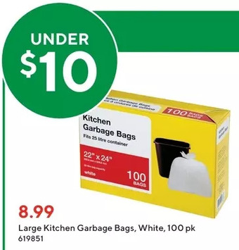Staples Large kitchen garbage bags offer