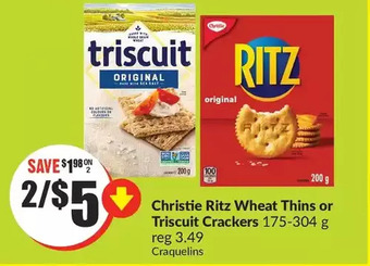 FreshCo Christie ritz wheat thins or triscuit crackers offer