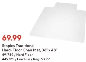 Staples Staples traditional hard-floor chair mat, 36" x 48" offer