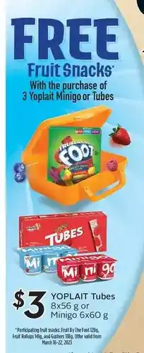 Sobeys Yoplait tubes or minigo offer