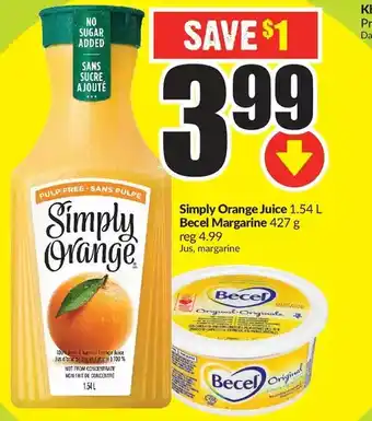 FreshCo Simply orange juice | becel margarine offer