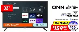 Factory Direct Onn smart roku 720p hdtv 32" offer