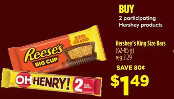 FreshCo Hershey's king size bars offer