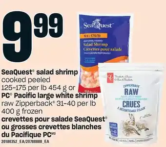 Independent Grocer Seaquest salad shrimp or pc pacific large white shrimp offer