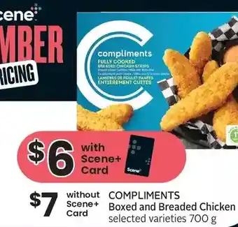 Foodland Compliments boxed and breaded chicken offer