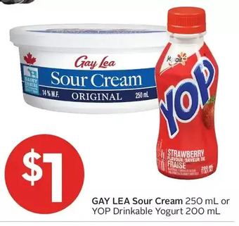 Foodland Gay lea sour cream or yop drinkable yogurt offer