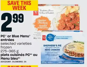 Independent Grocer Pc or blue menu entrees offer