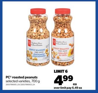 Real Canadian Superstore Pc® roasted peanuts, 700 g offer
