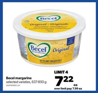 Real Canadian Superstore Becel margarine, 637-850 g offer