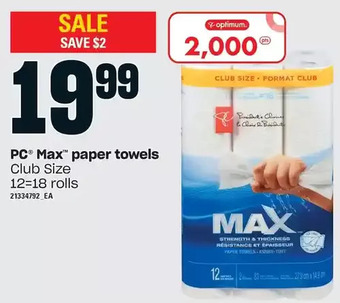 Loblaws Pc max paper towels offer