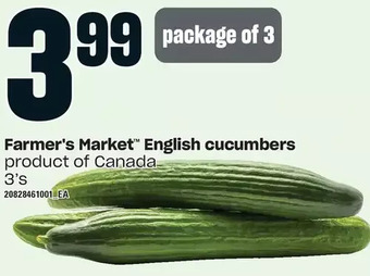Loblaws Farmer's market english cucumbers offer