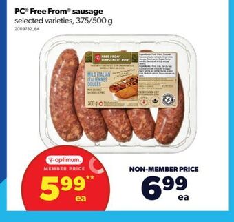 Real Canadian Superstore Pc® free from® sausage, 375/500 g offer