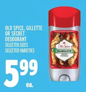Metro Old spice, gillette or secret deodorant offer