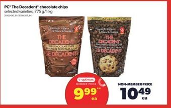 Real Canadian Superstore Pc® the decadent® chocolate chips, 775 g/1 kg offer