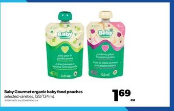 Real Canadian Superstore Baby gourmet organic baby food pouches, 128/134 ml offer