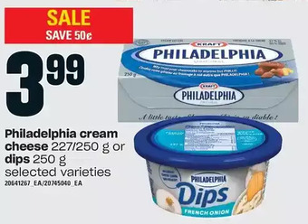 Loblaws Philadelphia cream cheese or dips offer