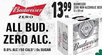 Metro Budweiser zero non-alcoholic beer offer