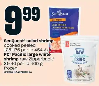 Loblaws Seaquest salad shrimp or pc pacific large white shrimp offer