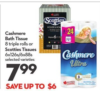 Longo's Cashmere bath tissue 8 triple rolls or scotties tissues 6x126s/6x88s offer