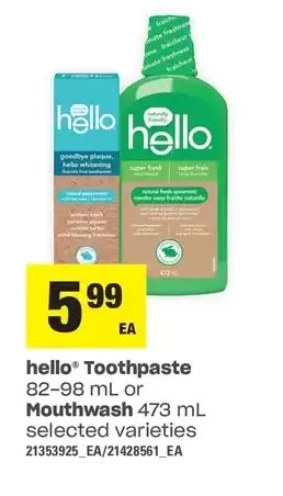 Loblaws Hello toothpaste or mouthwash offer