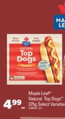 Real Canadian Superstore Maple leaf® natural top dogs™, 375g offer