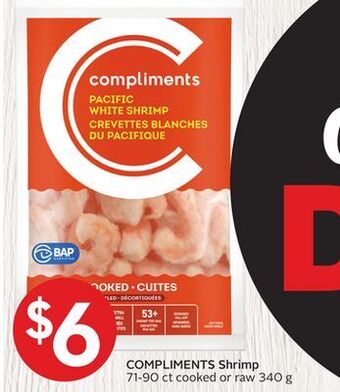 Foodland Compliments shrimp 71-90 ct cooked or raw 340 g offer