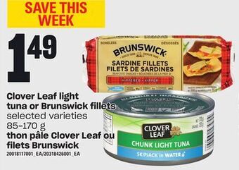Independent Grocer Clover leaf light tuna or brunswick fillets, 85-170 g offer