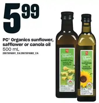 Loblaws Pc organics sunflower, safflower or canola oil offer