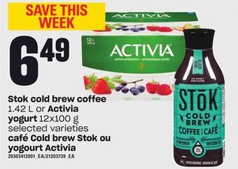 Independent Grocer Stok cold brew coffee, 1.42 l or activia yogurt, 12x100 g offer