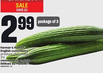 Independent Grocer Farmer's market english cucumbers, 3's offer
