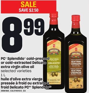 Independent Grocer Pc splendido cold-pressed or cold-extracted delicato extra virgin olive oil, 1 l offer