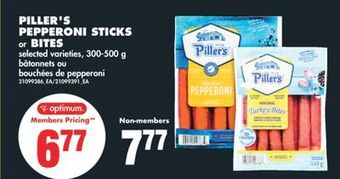 No Frills Piller's pepperoni sticks or bites, 300-500 g offer
