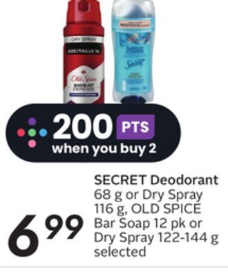 Sobeys Secret deodorant offer