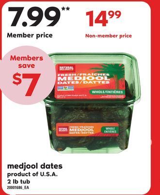 Loblaws Medjool dates, 2 lb tub offer