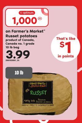Loblaws Farmer's market™ russet potatoes, 10 lb bag offer