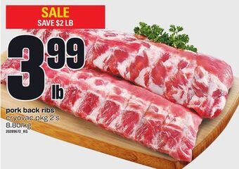 Loblaws Pork back ribs, cryovac pkg 2's offer
