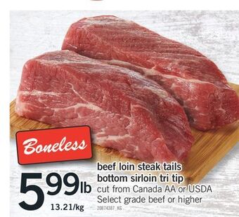 Fortinos Beef loin steak tails bottom sirloin tri tip offer
