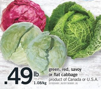 Fortinos Green, red, savoy or flat cabbage offer