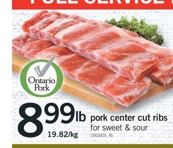 Fortinos Pork center cut ribs offer