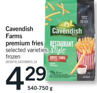Fortinos Cavendish farms premium fries, 540-750 g offer