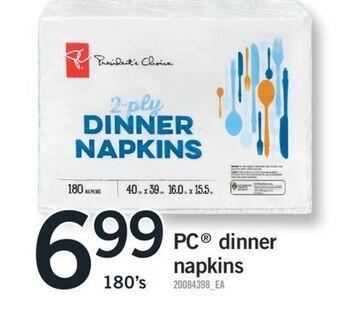 Fortinos Pc® dinner napkins, 180's offer