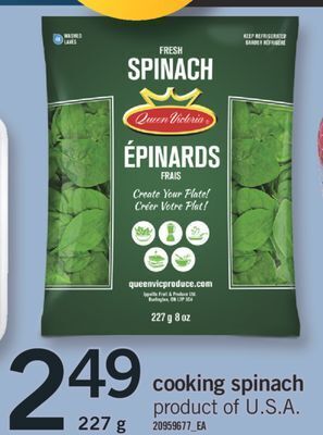 Fortinos Cooking spinach, 227 g offer