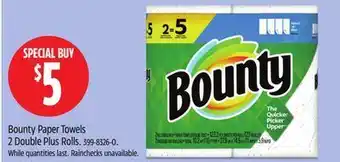 Canadian Tire Bounty paper towels 2double plus rolls offer