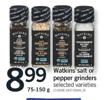 Fortinos Watkins salt or pepper grinders, 75-150 g offer