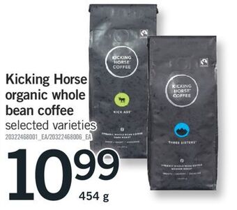 Fortinos Kicking horse organic whole bean coffee, 454 g offer