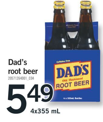 Fortinos Dad's root beer, 4x355 ml offer