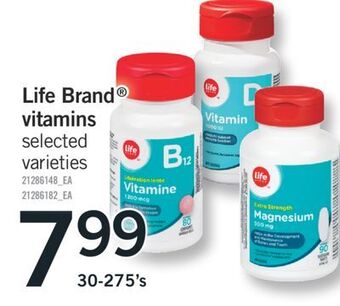 Fortinos Life brand® vitamins, 30-275's offer