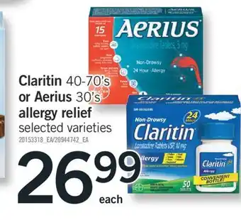 Fortinos Claritin, 40-70's or aerius, 30's or allergy relief offer